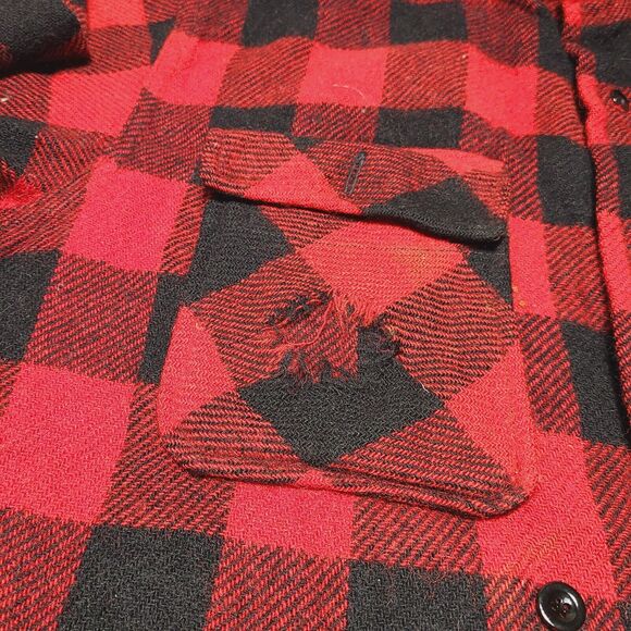 Vintage Sears King Road Shop Mens Large Button Flannel Full Cut Long Sleeve 70s - Picture 5 of 9